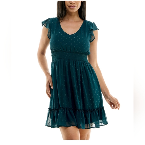 Jolt womens junior emeral ruffle dress size M - Picture 1 of 7